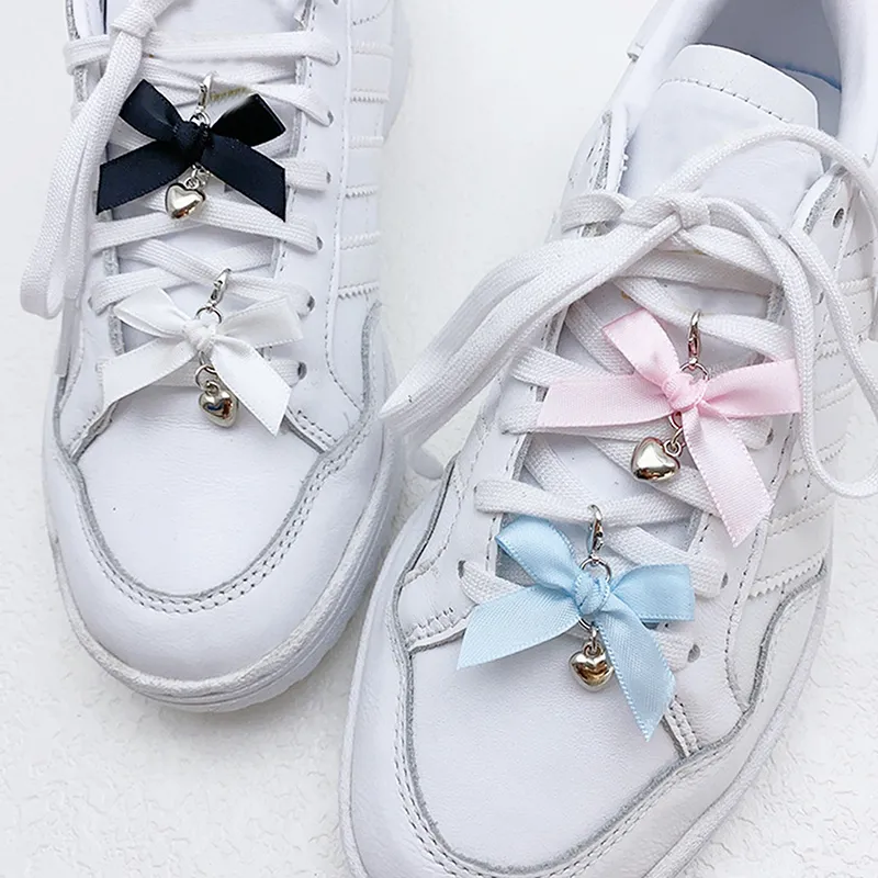 DIY Shoelace Shoes Charm Candy Color Ribbon Bow Shoes Charm Sweet