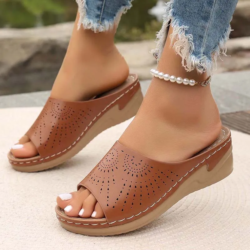 Womens Sandals Hollow Wedge Sandals Open Toe Orthopedic Arch Sup 並行輸入品 Womens Sandals Rhinestone Hollow Wedge Slipper Dressy Summer