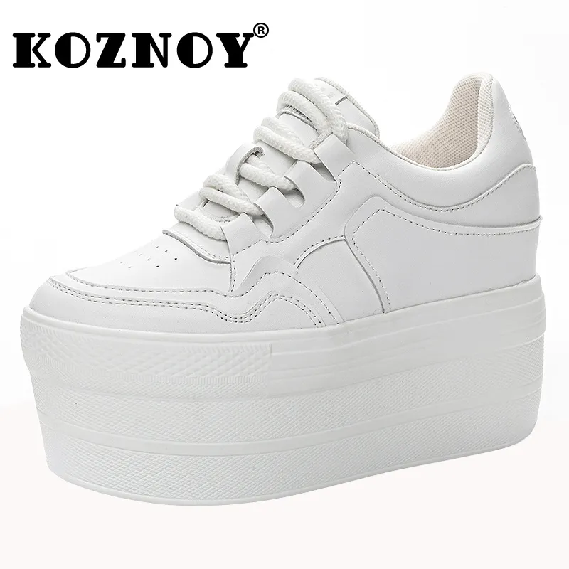 Women's Genuine Leather Platform Wedge Sneakers Chunky Casual Shoes for  Spring, Summer, and Autumn