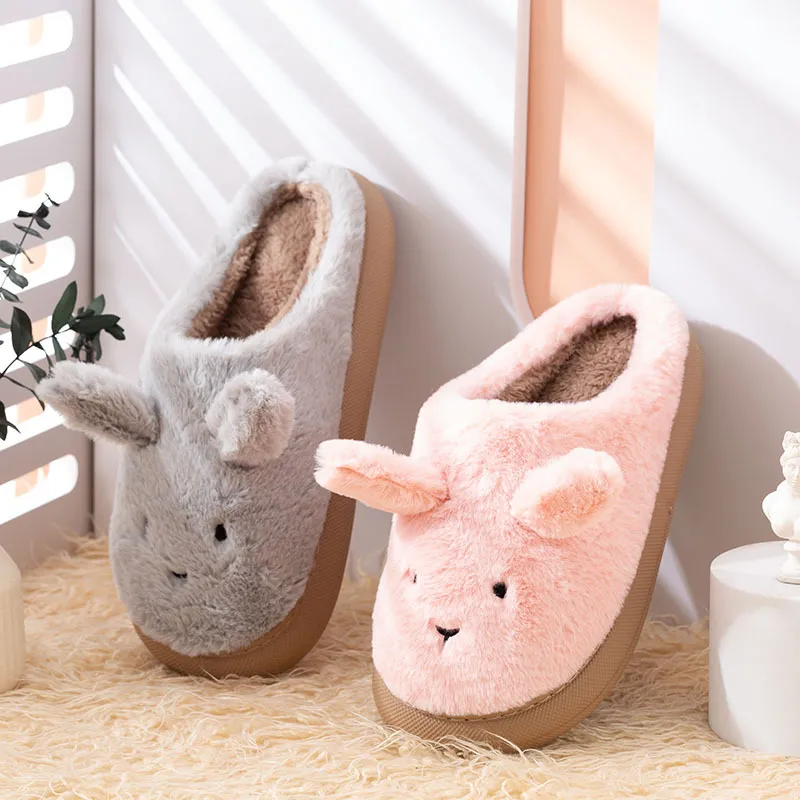 Bunny Slippers Ladies Home Shoes Cute Fluff Cotton Bunny Slippers