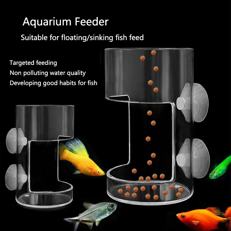 Aquarium Fish Feeding Ring - Acrylic Food Container With Suction Cup