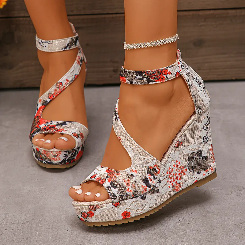 Peep Toe Wedge Heel Sandals: Chunky Platform High Heels Shop Now for  Premium Comfort Style!