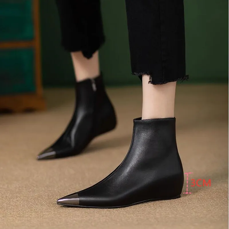 AIYUQI Pointed Toe Ankle Boots For Women Casual Flat Boots