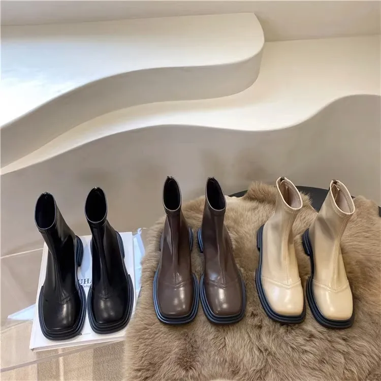 Stivali Robusti Invernali Donne Scarpe Quadrate Da Donna Slittamento Della Moda Su Piattaforma Stivali Corti Spessi 2023 Stivaletti Alla Caviglia Da Donna Da 21 92 DHgate