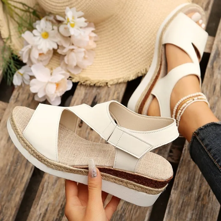 Women's Comfort Sandals With Arch Support - Low Wedge Open Toe Slide Sandals
