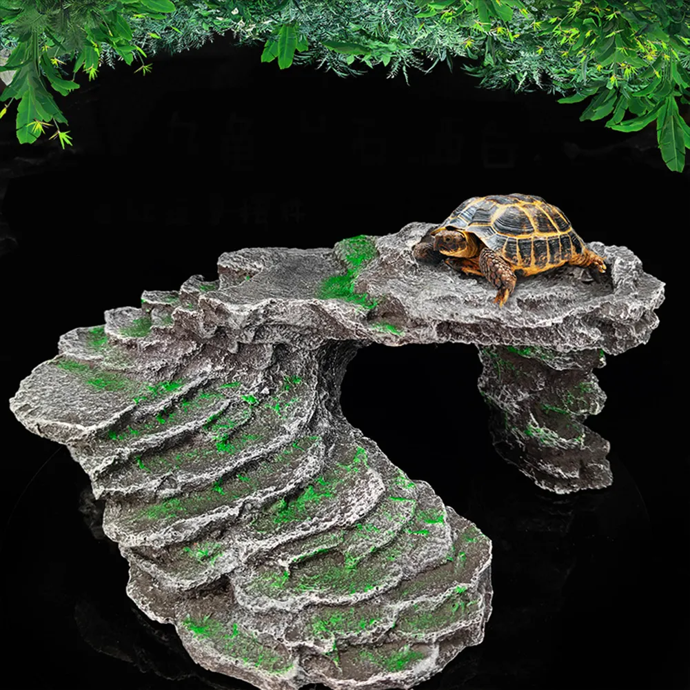 thumbnail interactive-video image 1 of Magtara Ledge Hideout Rainforest Series - Decorative Resin Basking Rock Cave Hide Decor For Reptiles, Fish, Amphibians, Small Animals, Terrariums, Aquariums, Tanks 1 of 9