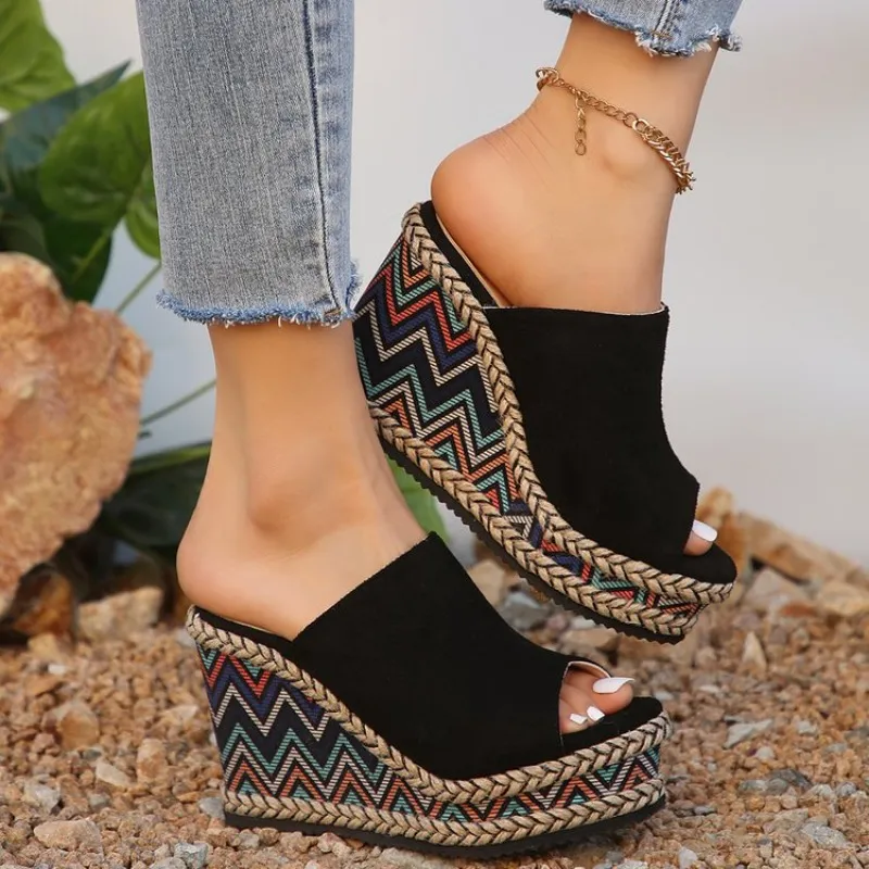 Beach Wedge Heels: Womens Summer Casual Thick Sole Slides, Perfect