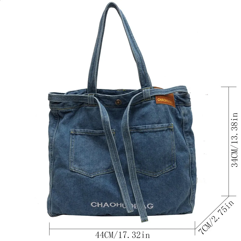 トートバッグ COYSEIO : 25SS / REVERSIBLE CHECK DENIM BAG (2COLORS) High-Quality Denim Crossbody Tote shoulder bag with Large