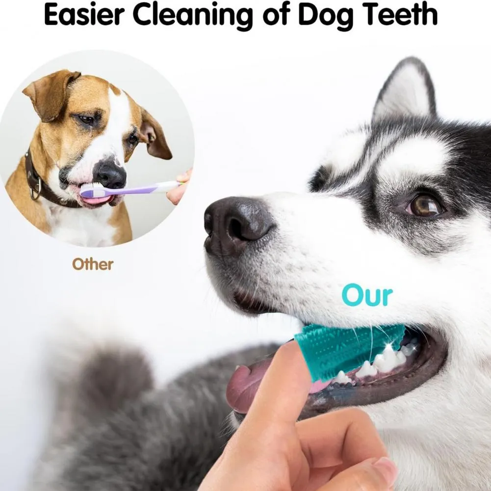Canine Toothbrush Set 1/Pet Finger Toothbrush For Dogs Cats, 360
