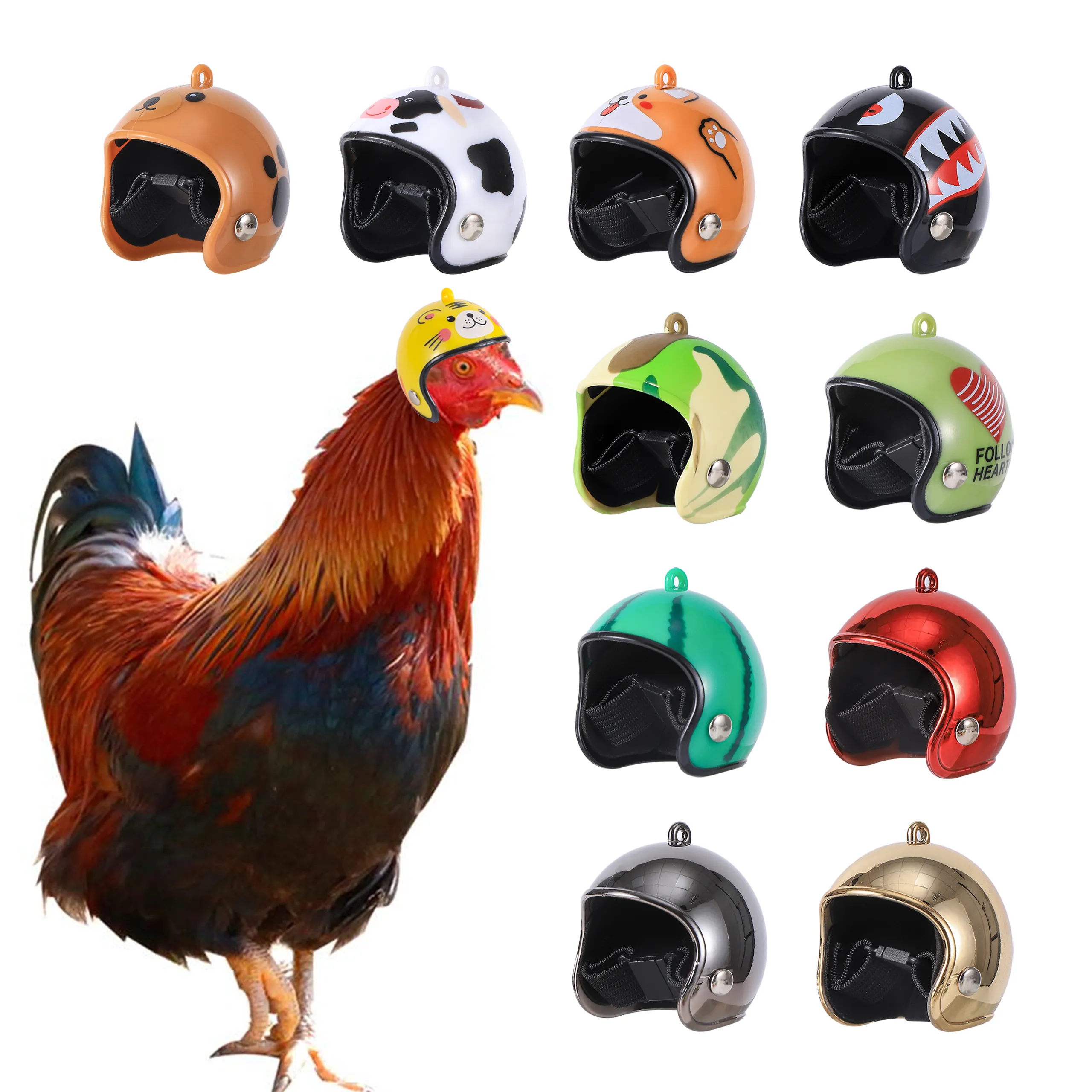 chicken motorcycle helmet Maedack 4 Pcs Plastic Bird Head Protection Cap Chick Pecking Helmet Funny Protection Hen Hat : Patio, Lawn & Garden children will laugh Chicken Accessories: Safety Helmet for