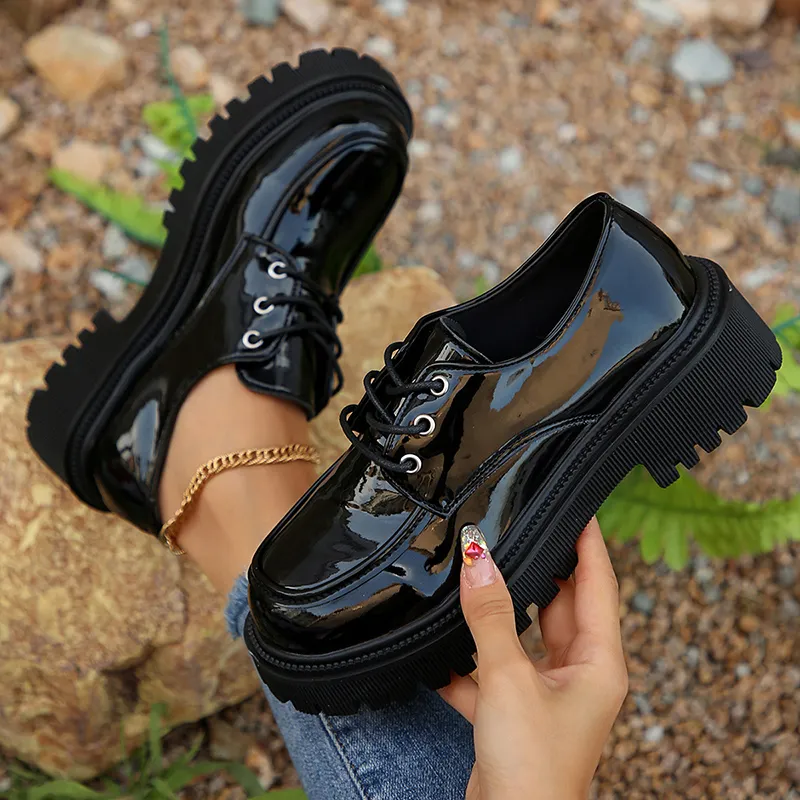 Oxford Flat Shoes With Platform Oxford Shoes Womens Black Dress