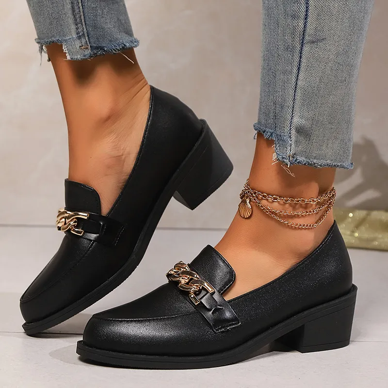 Bulk Chunky Platform Loafers Womens Fashionable Metal Buckle  display picture 3