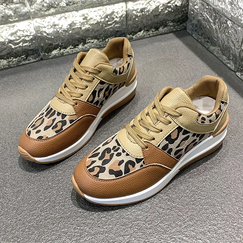 Lady Couture Leopard Print Wedge Sneaker – Ultra Chic Lace-Up Fashion Sneaker With Side Zipper