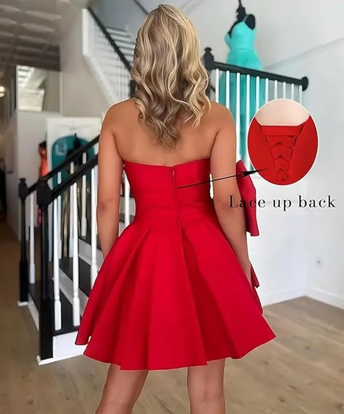 Elegant Red Blue Homecoming Dress A-Line Strapless Lace-up Backless Mini Ruffled Satin Cocktail Gown from Dhgate Homecoming Dresses - price 83.9 Elegant Red Blue Homecoming Dress A-Line Strapless Lace-up Backless Mini Ruffled Satin Cocktail Gown from Dhgate Homecoming Dresses - price 83.9