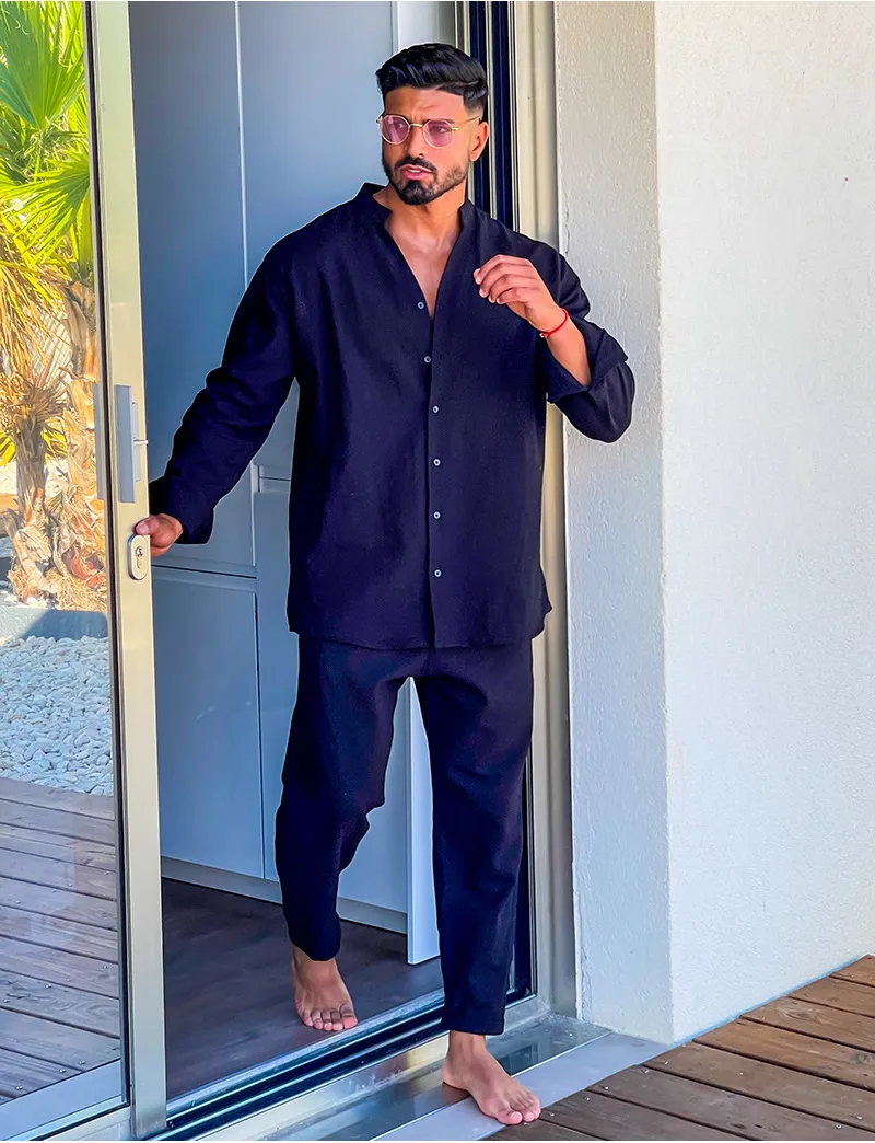 Premium Linen Men's Leisure mens suit - Long Sleeve