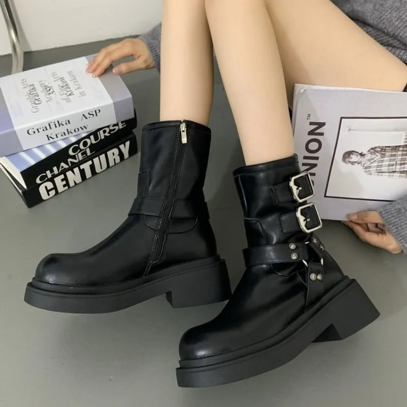 Llife SLIGHT SQUARE ZIP BOOTS size43