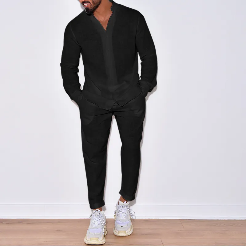 Premium Linen Men's Leisure mens suit - Long Sleeve