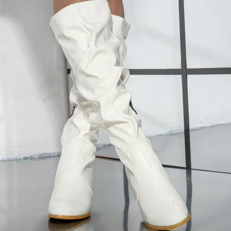 Premium Leather Over The Knee Boots Autumn/Winter Fashion, Sexy Pleated  Design Shop Now!