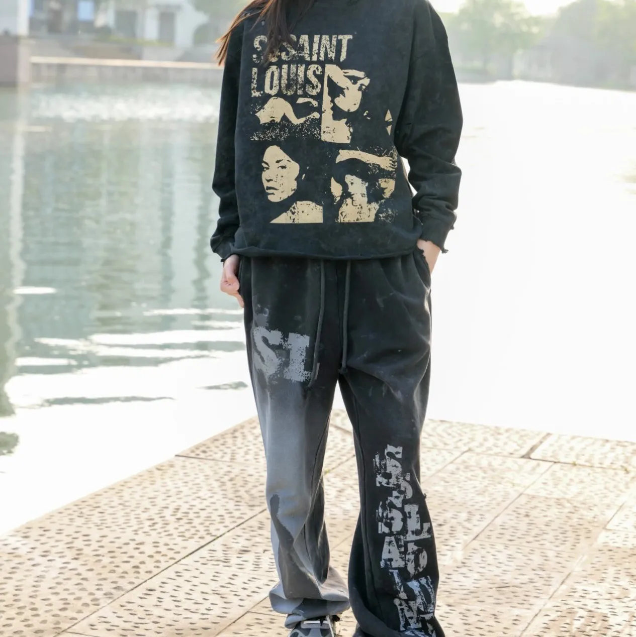 Vintage Washed Print Ripped Sweatpants Goth Pants For Men Eur Size Joggers With Drawstring And Real Pics Streetwear Trousers From Xichat 69.94 DHgate.Com
