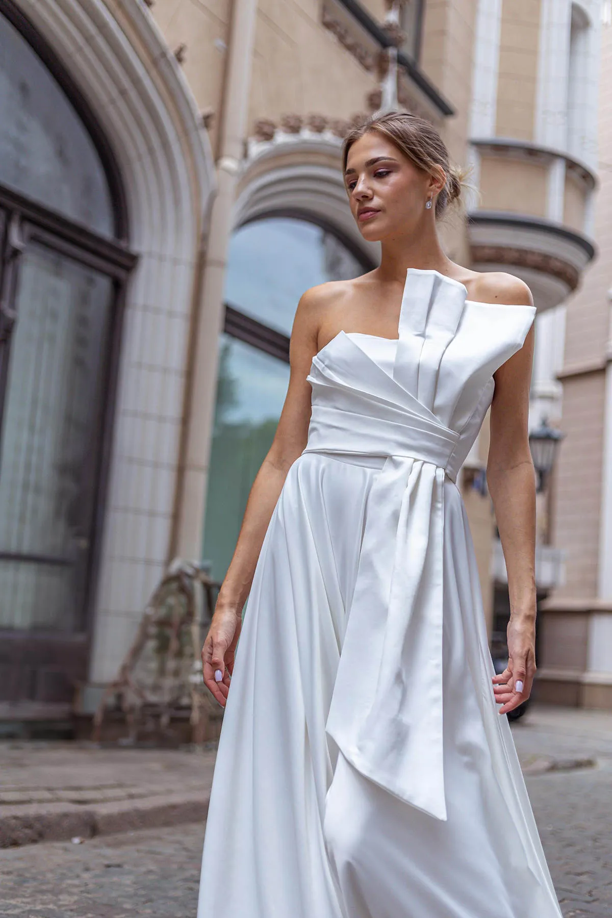 Satin Strapless Wedding Dress: Simple A Line Bridal... From Myohmydress,  $147.15 | DHgate.Com