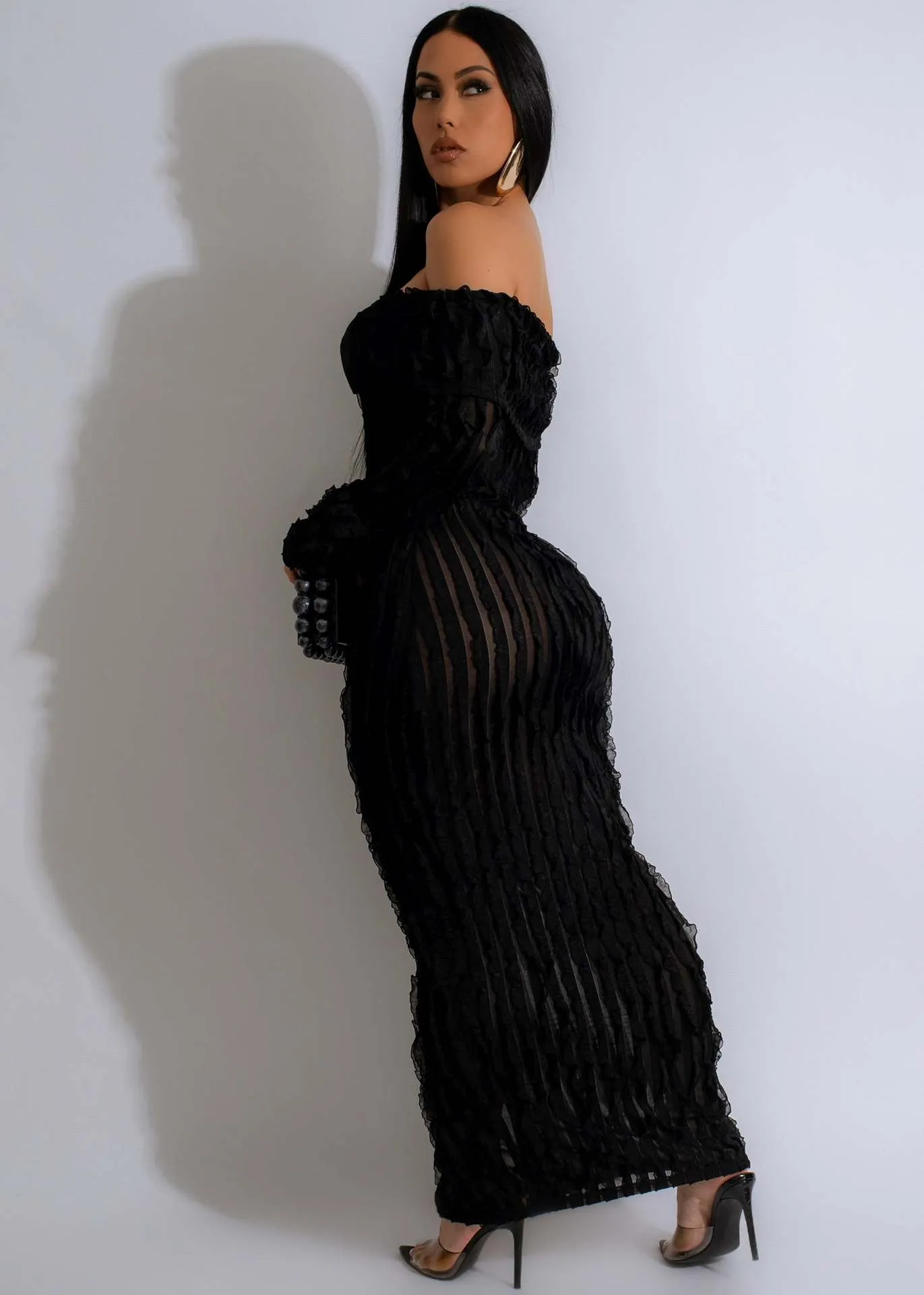 ankle length tight dress Ankle Length Long Tight Dresses Chic Black V Neck Long Sleeve Bodycon Dress Stylesplash