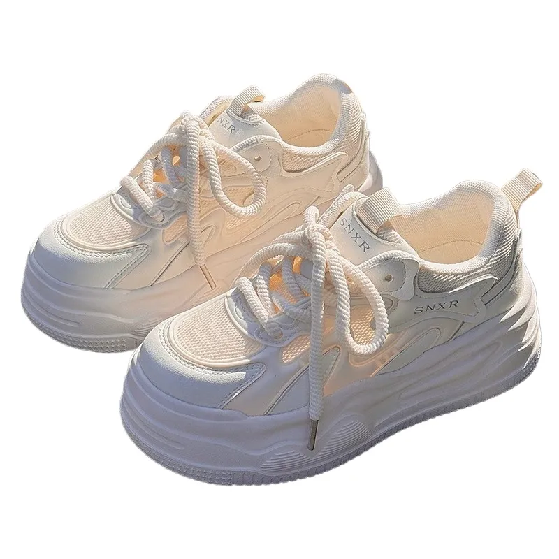 DHgate.com:Trendy Autumn Platform Sneakers: All-Match White