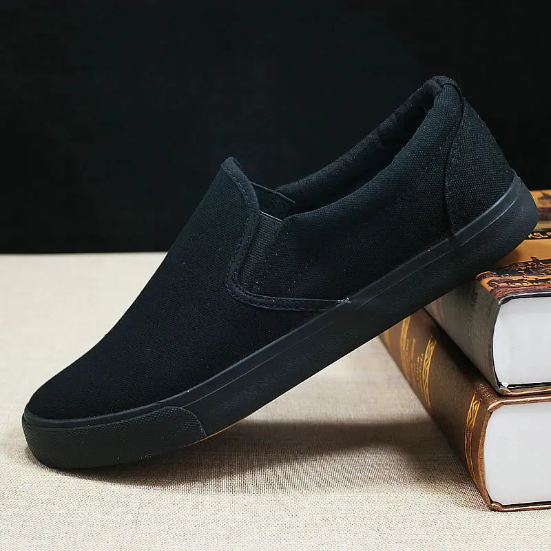 Men's Canvas Deck Shoes: All Black Casual Sneakers, Premium Quality, Shop  Now!