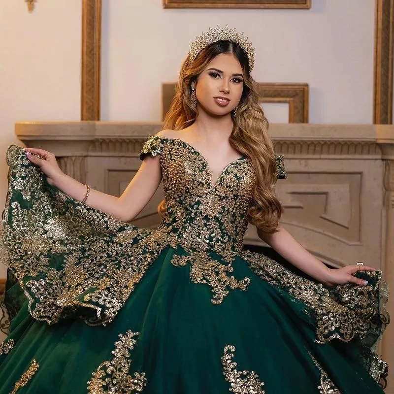 Royal Green Quinceanera Ball Gown Dress with Gold Lace Appliqu and Beading, Lace-Up Back, Sweep Train from Dhgate Quinceanera Dresses - price 716.6 Royal Green Quinceanera Ball Gown Dress with Gold Lace Appliqu and Beading, Lace-Up Back, Sweep Train from Dhgate Quinceanera Dresses - price 716.6