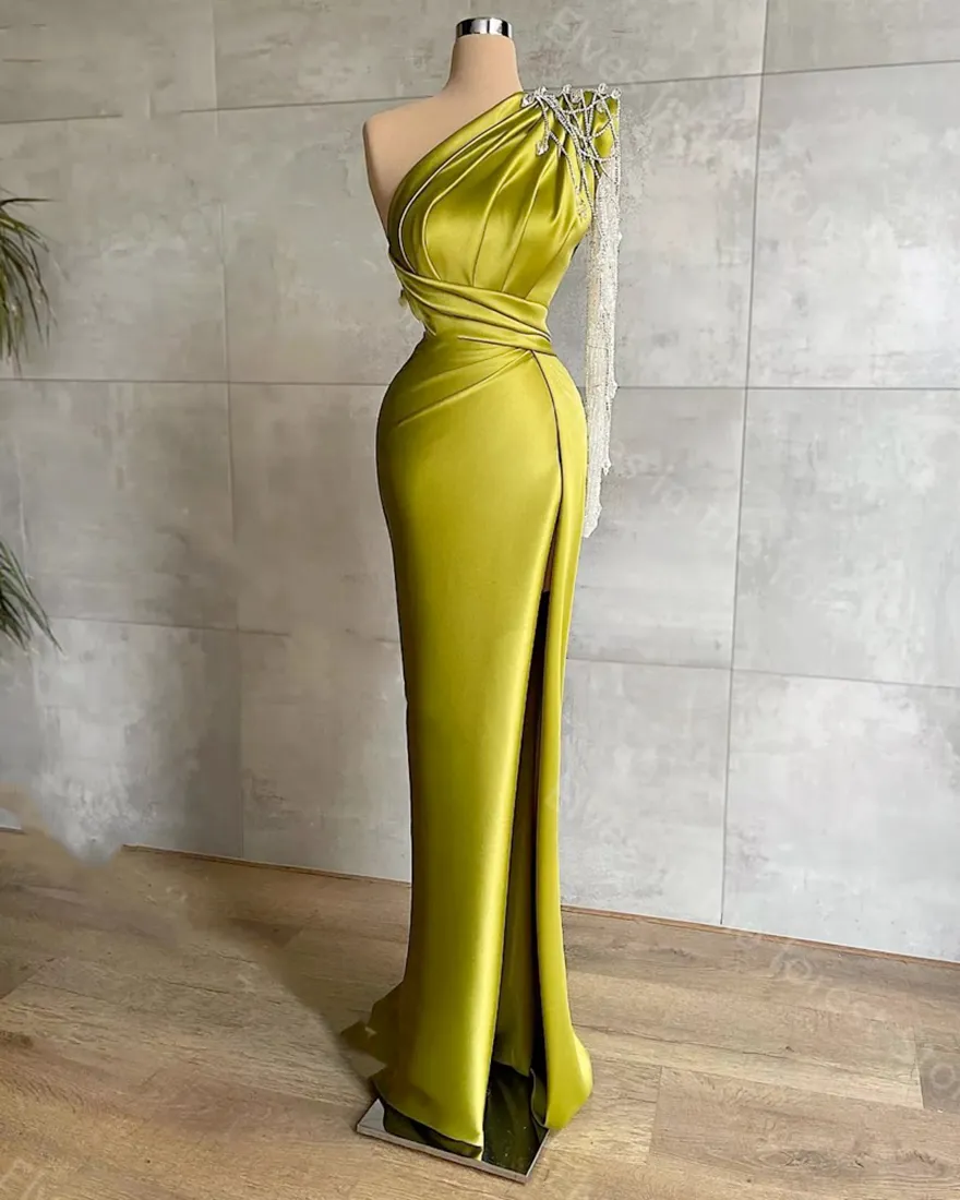 One Shoulder High Slit Prom Dresses, Mermaid 2020 Long Prom Dresses One Shoulder High Slit Prom Dresses, Mermaid 2020 Long Prom Dresses