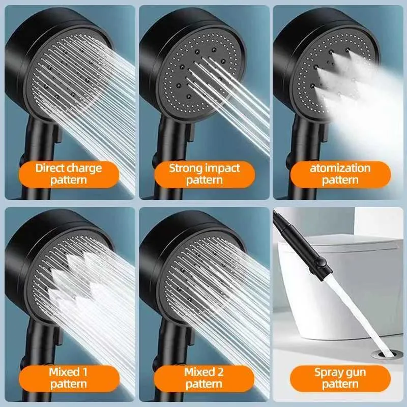 6 Modes High Pressure Shower Head With ON/OFF Switch High Pressure ...