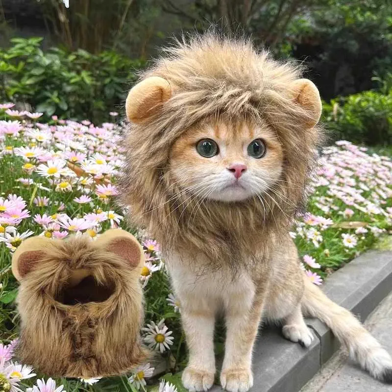 Cute Lion Mane Cat Costume: Premium Quality Pet Wig for Kitten