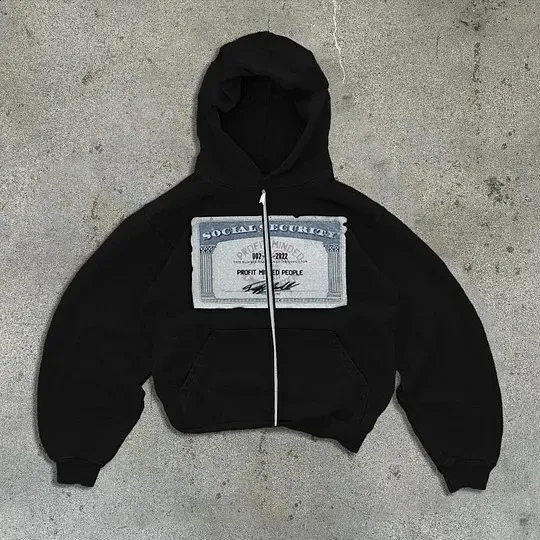 Y2K American Harajuku Hip Hop Graphic Print Zip Hoodie Retro Y2K American Harajuku Hip Hop Graphic Print Zip Hoodie Retro