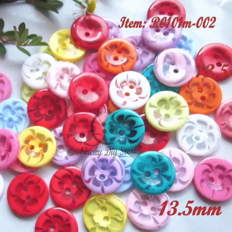 QincLing 50 Pcs Wooden Flower Buttons, 1 Inch Vintage Round Buttons With 2 Holes For DIY Crafts