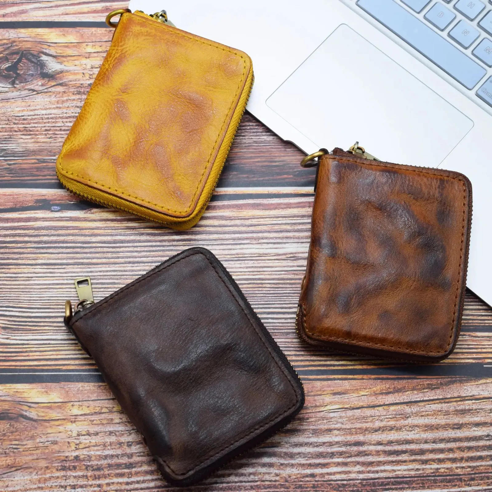 小物 RADIALL vintage compact leather wallet Vintage 80s 90s Black Genuine Leather Wallet / Retro 1990s