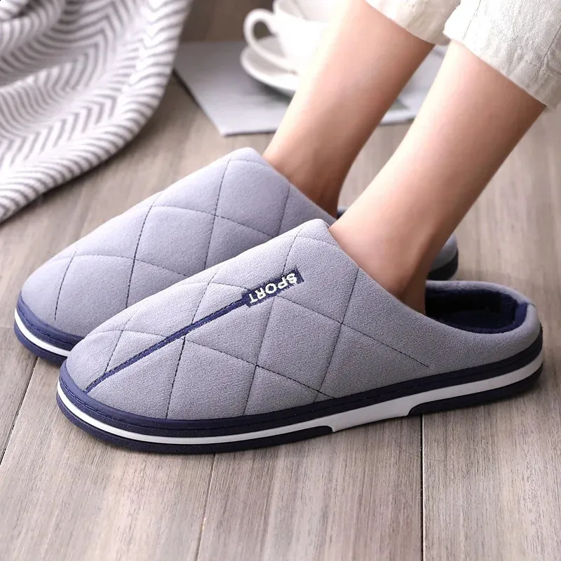 Mens Large Size Cotton Slippers Warm, Cozy Indoor Shoes for