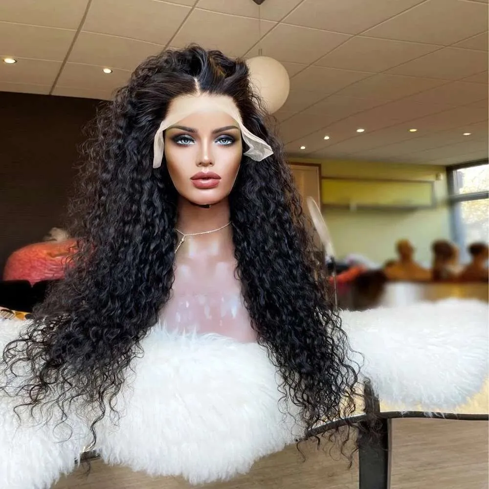 Long Kinky Curly Synthetic Black Lace Front Wig for Women 22  display picture 2