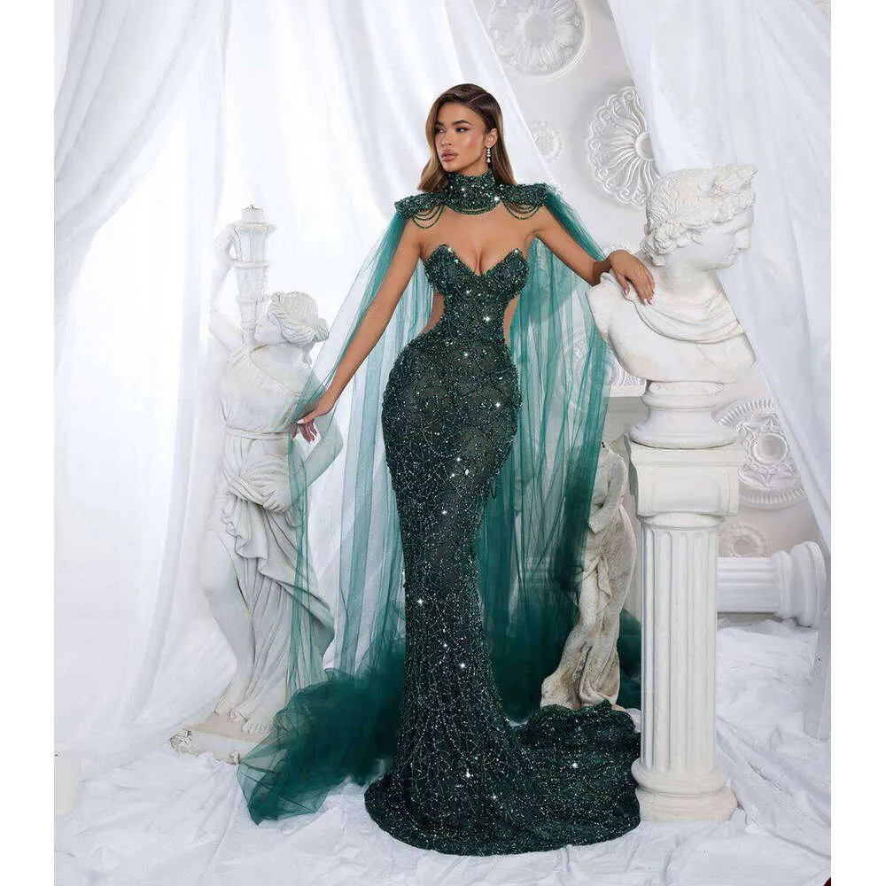 hebeos blue dress Mermaid Exquisite Mermaid Evening Dress With Wrap Strapless Sleeveless Sequins Beaded Prom Gowns SIZE:5 (L) YAYJEANS 43% OFF] 2026 Vacation