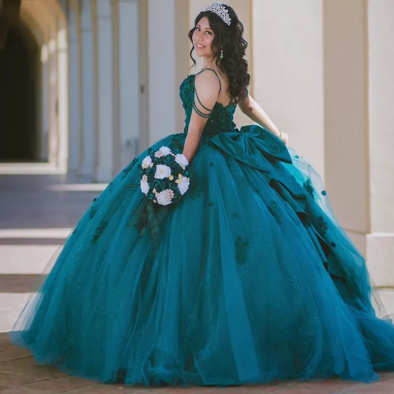 Black and Green Quinceanera Ball prom dress with Lace Applique, Beading,  and Corset - Perfect for Sweet 16 and Formal Occasions
