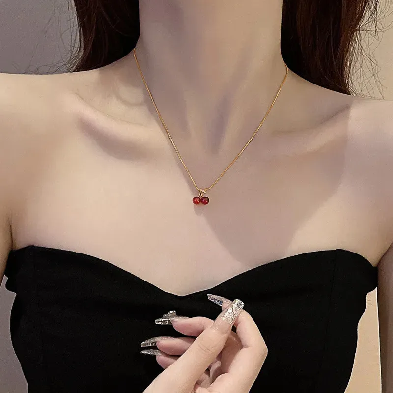 Red cherry necklace discount