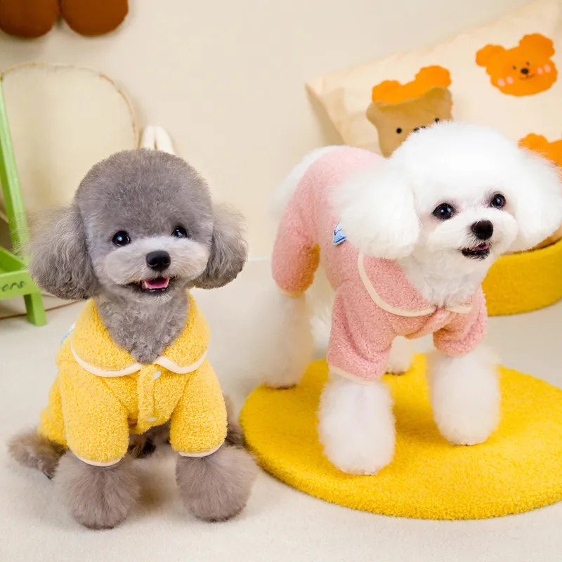 Warm Puppy Clothes Soft Solid Dog Pajamas For Small Medium Dogs