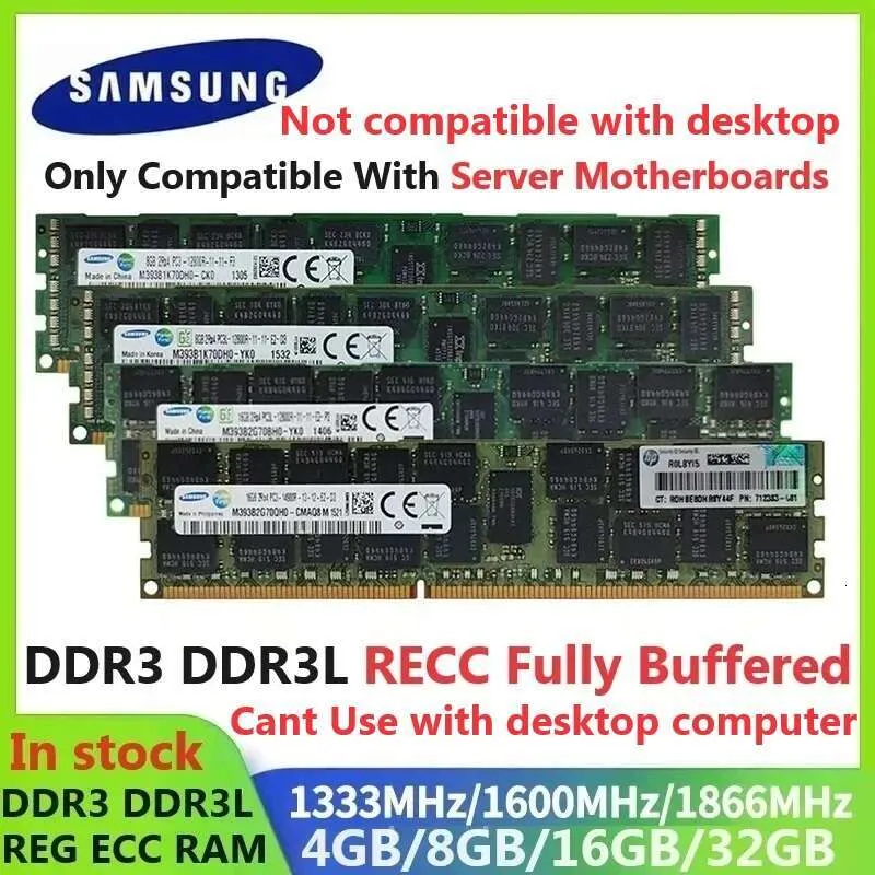 Server DDR3 DDR3L REGECC RAM Registered Memory 32GB 16GB 8GB 4GB Memoria Not-Compatible With Desktop Computer