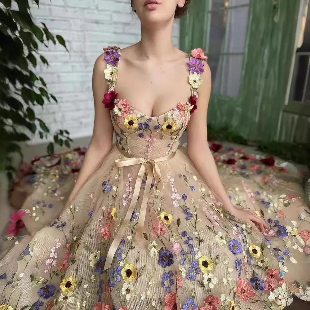 Floor-Length Sheath Dress with Floral Embroidery and Scoop Neck in Chiffon  for Autumn from Dhgate Basic & Casual Dresses - price 402.02