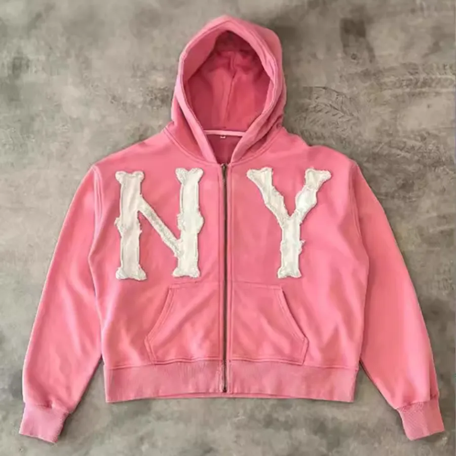 European American Letter Embroidered Oversized Hoodie For Men And Women Y2K High Street Couple Coat With Retro Loose Fit And Zipper Zip Up Sweatshirt Style 345 596 From Clothing nice kl Vendor 32.07 D...