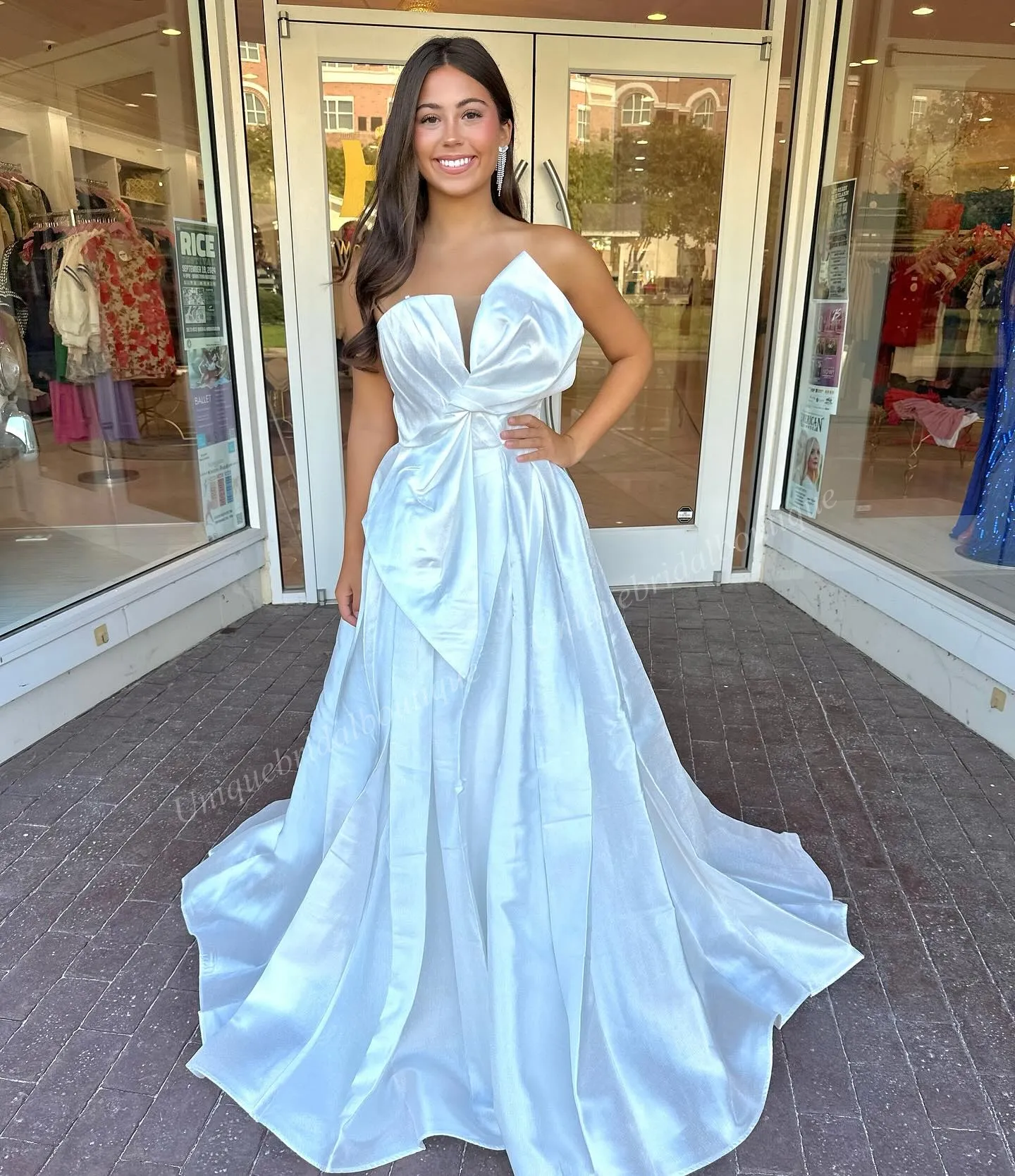 Strapless A-Line Prom Dress with Oversized Bow and Split Front Satin Gown  for Formal Evening and Cocktail Party from Dhgate In Stock Special Occasion  Dresses - price 99.86
