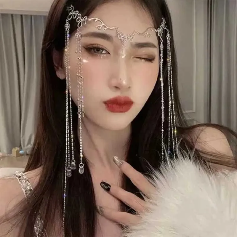 ChristmaX Rhinestone Tassel Hair Bands Crystal Long Tassel  display picture 1
