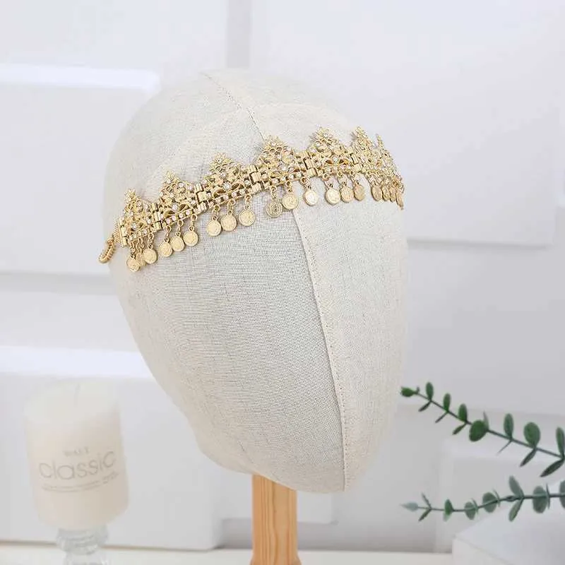Algerian Women Hair Ornament Gold Plated With Rhinestones Plant