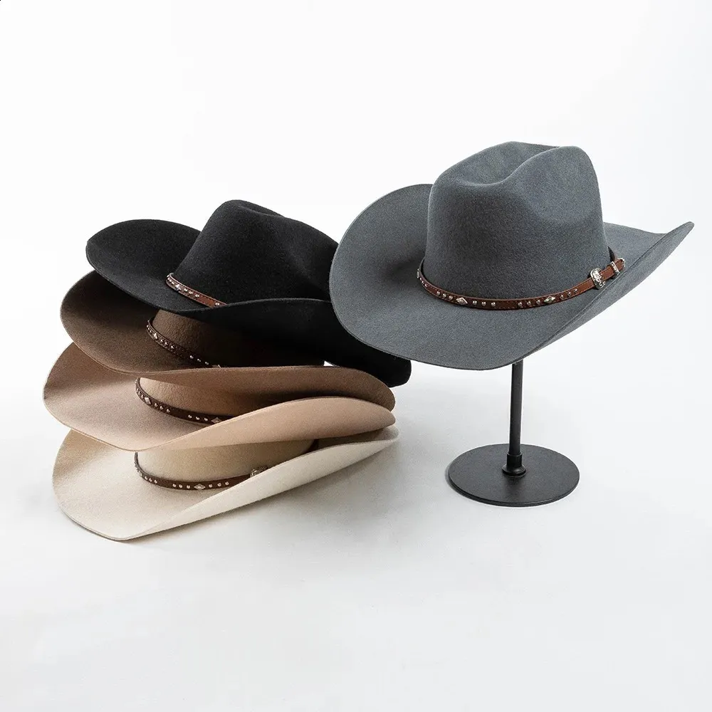 Fashionable Wool Wide Brim Fedora Hat Belt Buckle... From  display picture 3