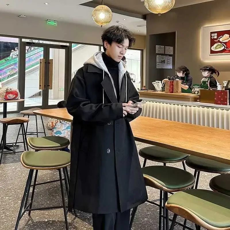 Men's Hooded Padded Overcoat Jacket Winter Thickened Trench Coat
