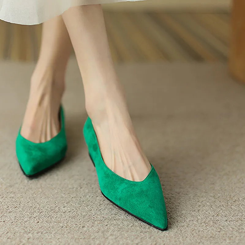 Court Shoes Green Flats Womens Green Suede Flats: Comfortable