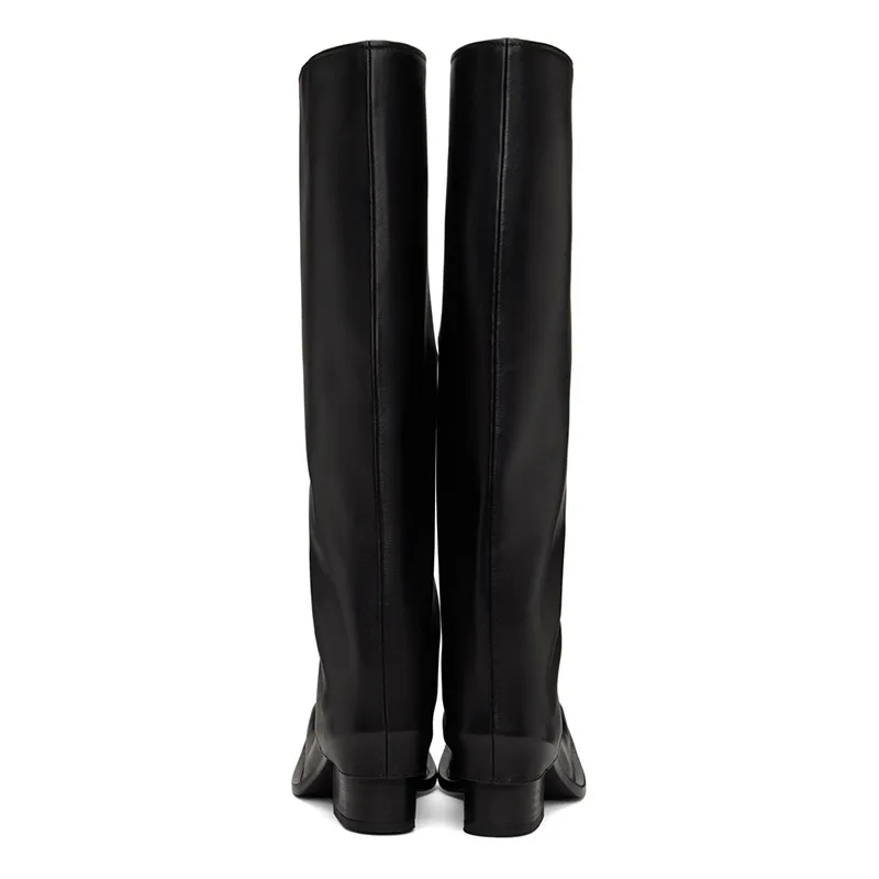 DHgate.com:Womens Genuine Leather Knee High Boots - Silver Black 